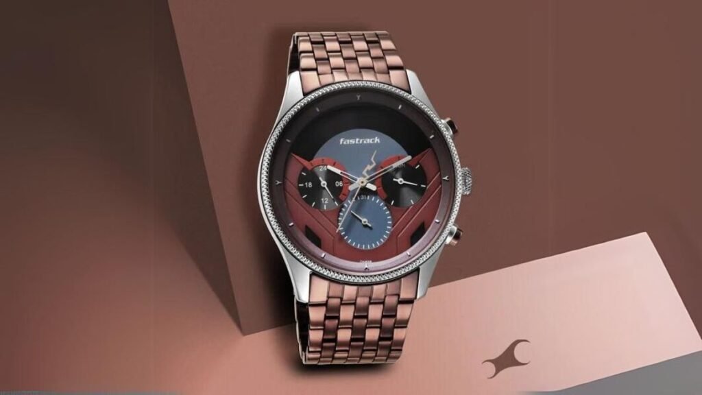 Fastrack Thor Quartz Multifunction Red Dial Metal Strap Watch for Guys