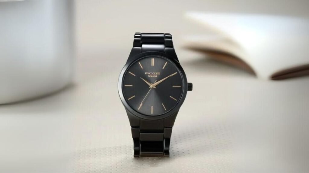 Sonata Poze Quartz Analog Black Dial Metal Strap Watch for Men