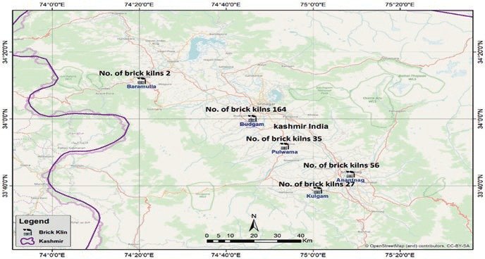 Distribution and abundance of brick kilns in Kashmir Valley