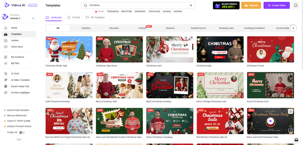 Vidnoz AI - Choose a Template