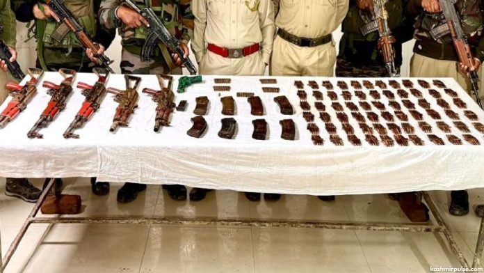 Security forces recover large cache of arms, ammunition in Kupwara Security forces recover large cache of arms, ammunition in Kupwara