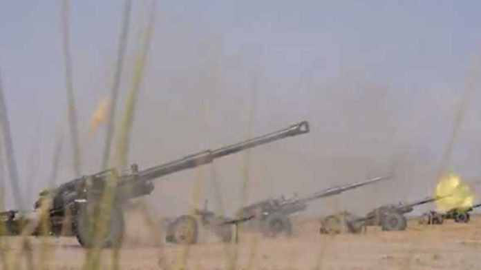 Artillery Guns Firing