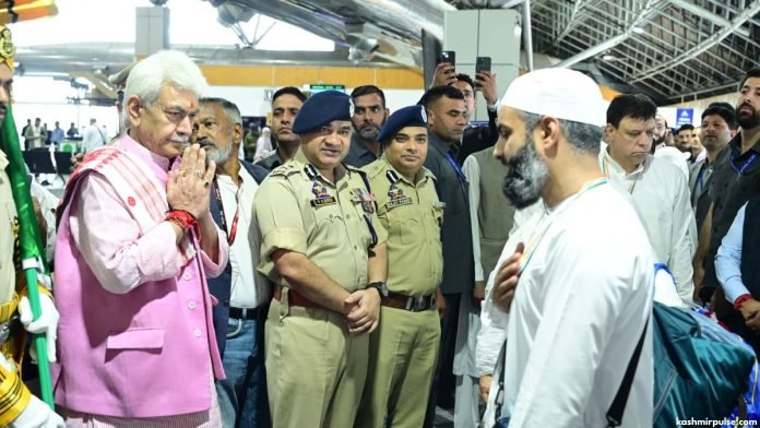 LG flags off J&K’s first batch of Hajj pilgrims from Srinagar International Airport LG flags off J&K’s first batch of Hajj pilgrims from Srinagar International Airport