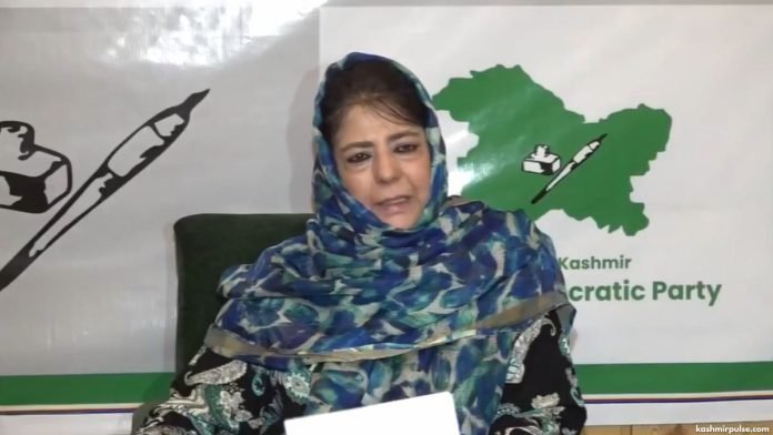 Mehbooba Mufti while speaking to media persons on Friday, May 9, 2025 Mehbooba Mufti while speaking to media persons on Friday, May 9, 2025