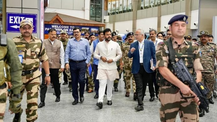 Union Civil Aviation Minister K Ram Mohan Naidu visited Srinagar airport on May 15, 2025