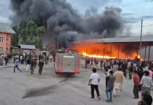 Fire destroys thousands of plastic crates in Fruit Mandi Pulwama Fire destroys thousands of plastic crates in Fruit Mandi Pulwama
