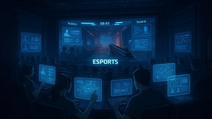 Gamers and spectators immerse themselves in a high-stakes eSports tournament Gamers and spectators immerse themselves in a high-stakes eSports tournament