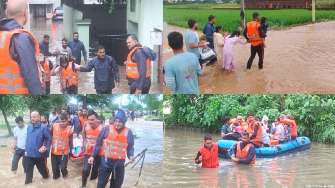 SDRF teams conduct disaster management Ops in waterlogged areas of rains hit Jammu