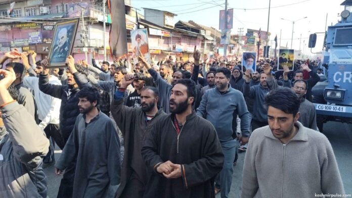 Massive protests in Budgam over killing of Iran’s Supreme Leader Massive protests in Budgam over killing of Iran’s Supreme Leader