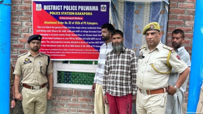 Pulwama Police attach residential property of alleged drug peddler in Karnabal Samboora Pulwama Police attach residential property of alleged drug peddler in Karnabal Samboora