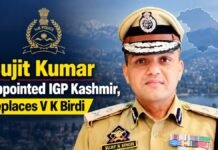 Sujit Kumar appointed IGP Kashmir, replaces V K Birdi Sujit Kumar appointed IGP Kashmir, replaces V K Birdi
