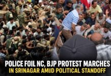 Police foil NC, BJP protest marches in Srinagar amid political standoff Police foil NC, BJP protest marches in Srinagar amid political standoff