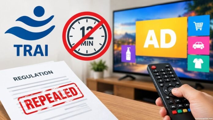 TRAI repeals 12-minute ad duration cap regulation for TV channels TRAI repeals 12-minute ad duration cap regulation for TV channels