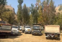Pulwama Police seize 20 dumpers, L&T excavator in illegal soil extraction raid Pulwama Police seize 20 dumpers, L&T excavator in illegal soil extraction raid