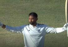 Smaran’s unbeaten 126 puts Rest of India 265 runs ahead in Irani Cup Smaran’s unbeaten 126 puts Rest of India 265 runs ahead in Irani Cup